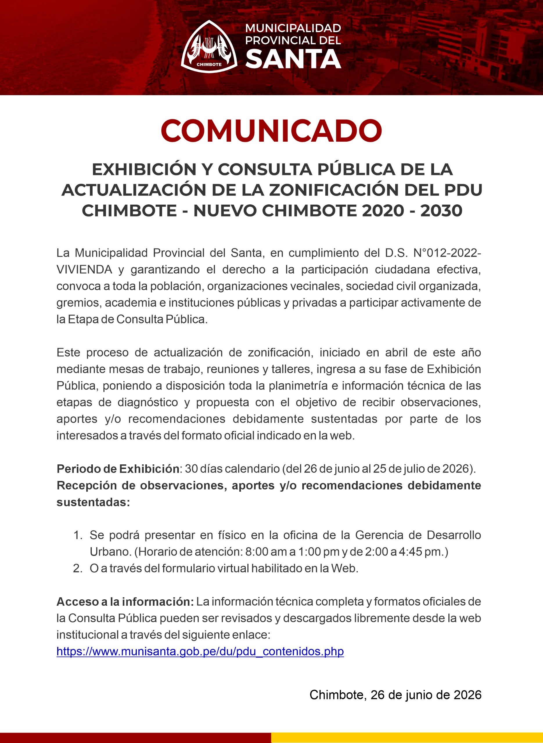 Anuncio Importante PDU